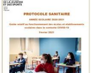 Protocole sanitaire dans les écoles et en restauration scolaire au 1er février 2021